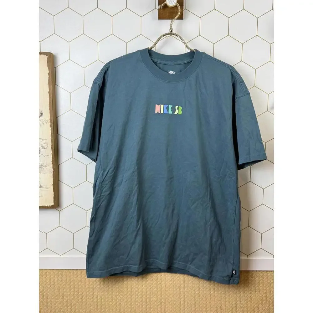 Nike Men's Nike Blue Loose Alphabet Logo Geometry Pattern Tee - Size - Medium - Picture 6 of 6